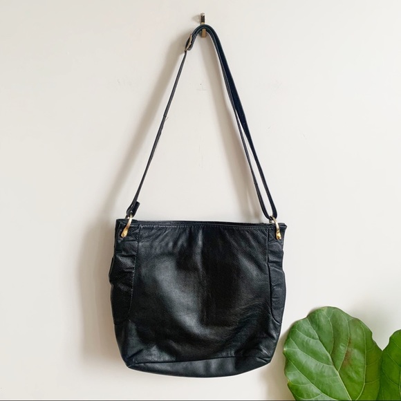 Vintage Handbags - Vtg Mimo Sacs Leather Purse Handbag Shoulder Black